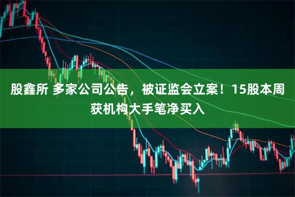 股鑫所 多家公司公告，被证监会立案！15股本周获机构大手笔净买入