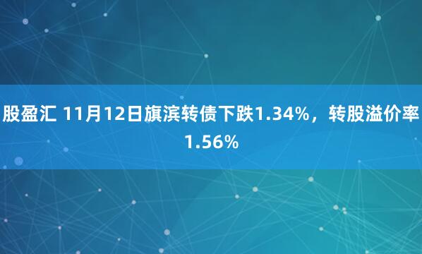股盈汇 11月12日旗滨转债下跌1.34%,转股溢价率1.56%